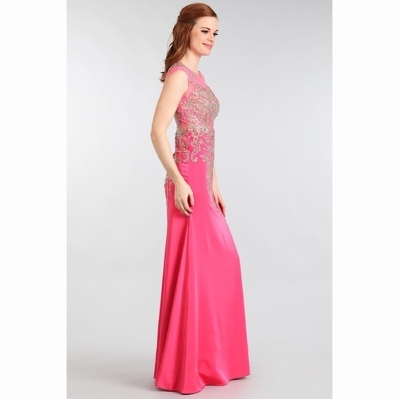 1572 Pink or Purple or Red Gold Lace Dress - Picture 9 of 14